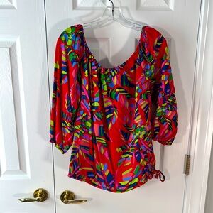 Escapada Tropical Cruise Island Vibes Blouse Top Floral Off Shoulder Summer XL